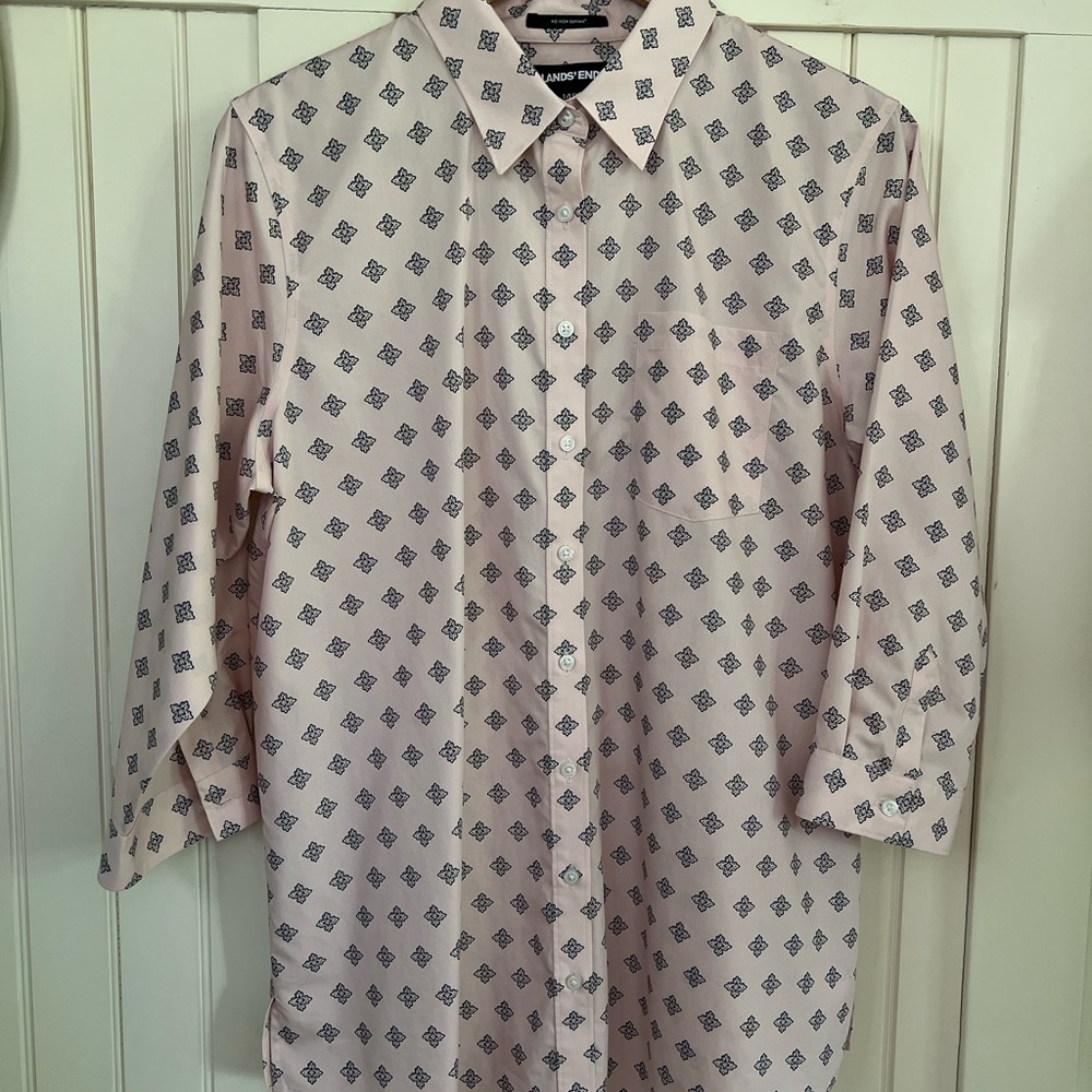 Lands End pale pink No Iron 3/4 sleeve Tunic Top